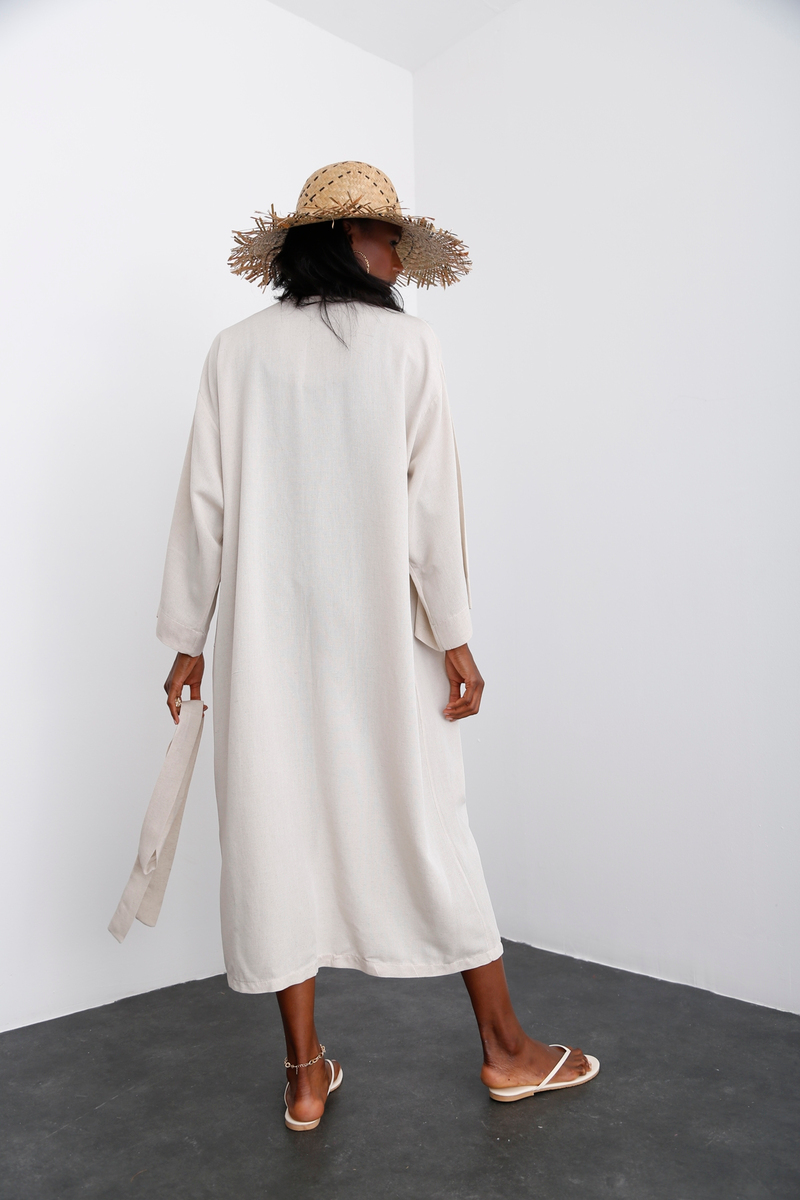 Bej Kuşaklı Kimono 70029