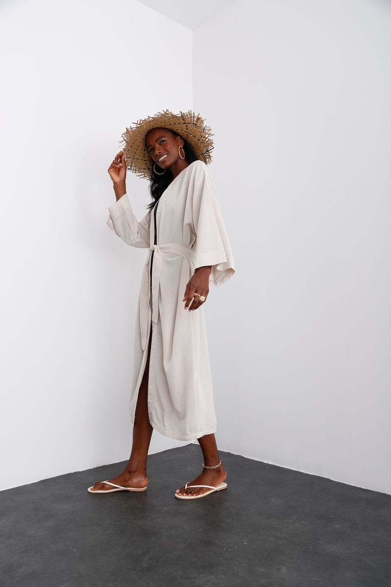 Bej Kuşaklı Kimono 70029