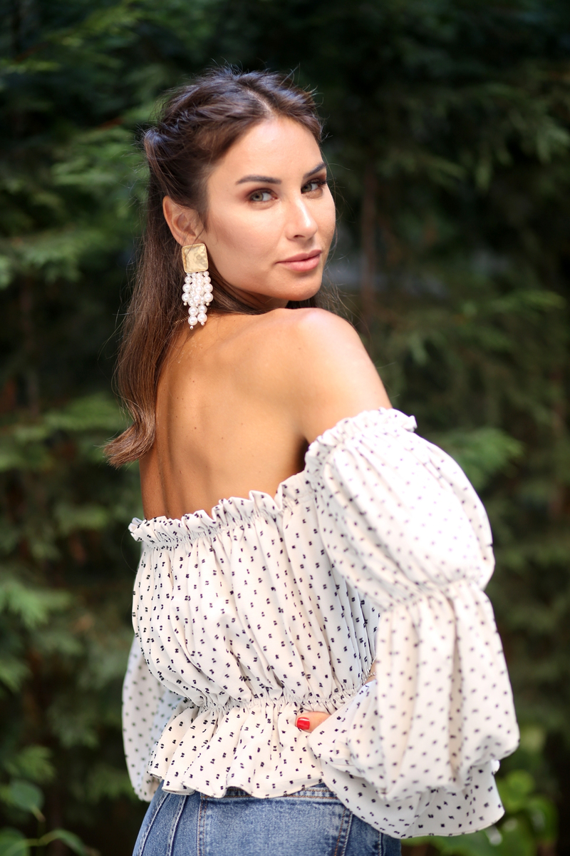Bej Lastik Detaylı Bluz 6351