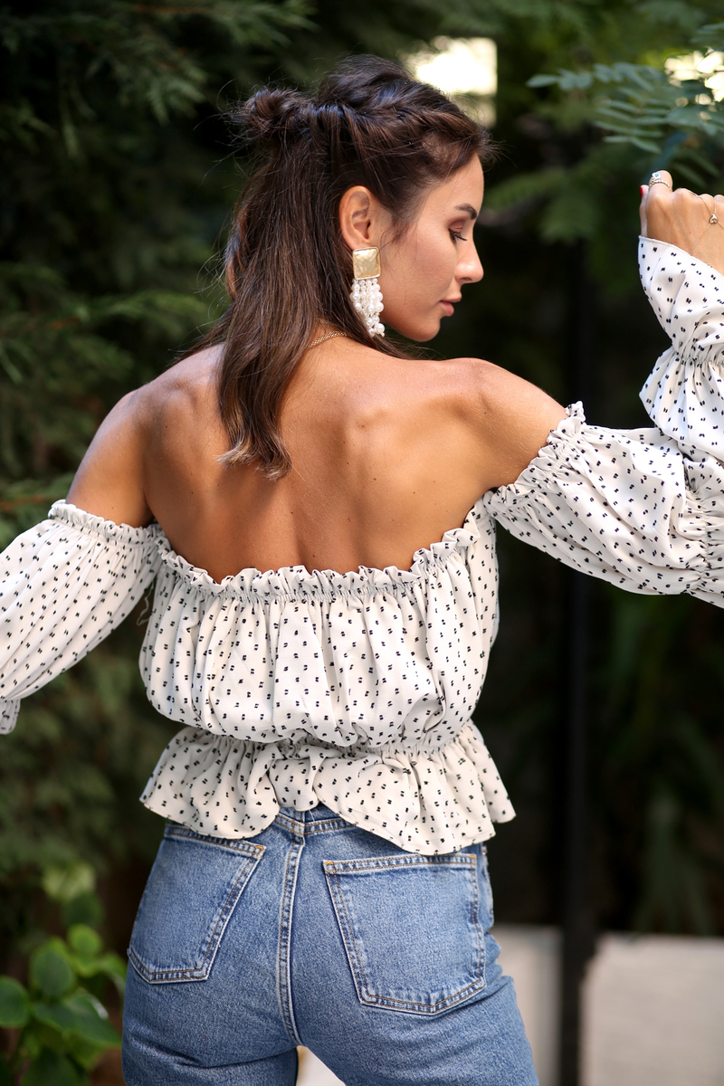 Bej Lastik Detaylı Bluz 6351