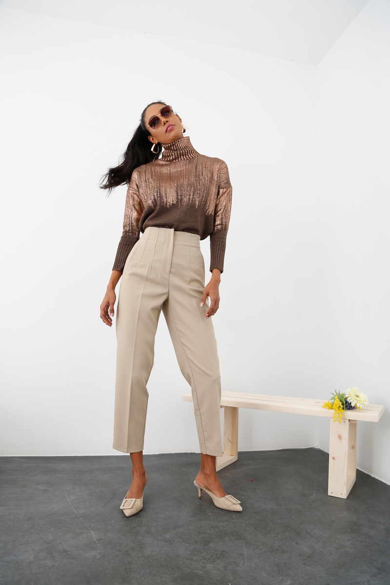 Bej Önü Flatolu Pantolon 5113
