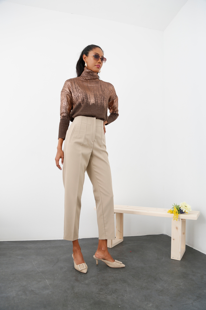 Bej Önü Flatolu Pantolon 5113