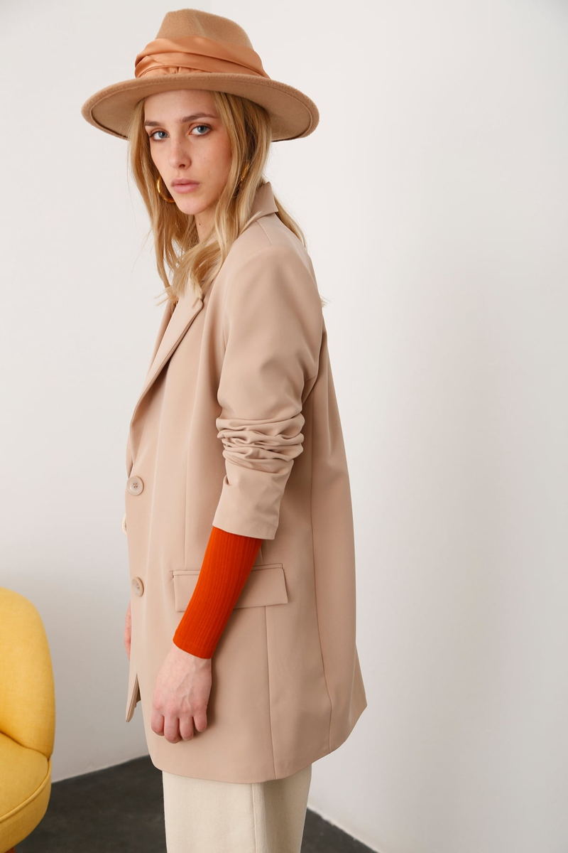 Bej Oversize Blazer Ceket 5101