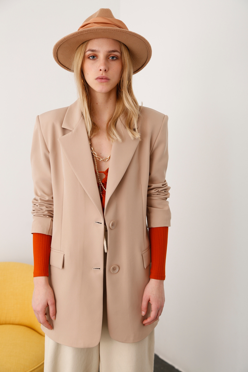 Bej Oversize Blazer Ceket 5101