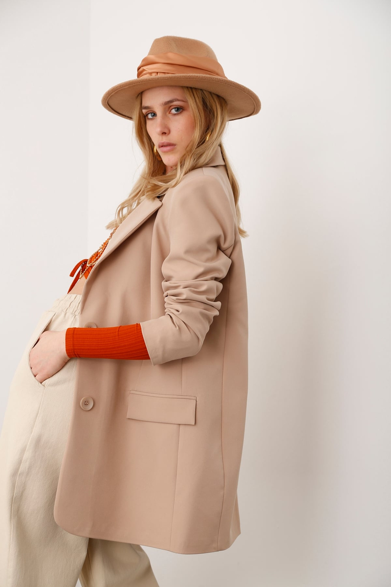 Bej Oversize Blazer Ceket 5101