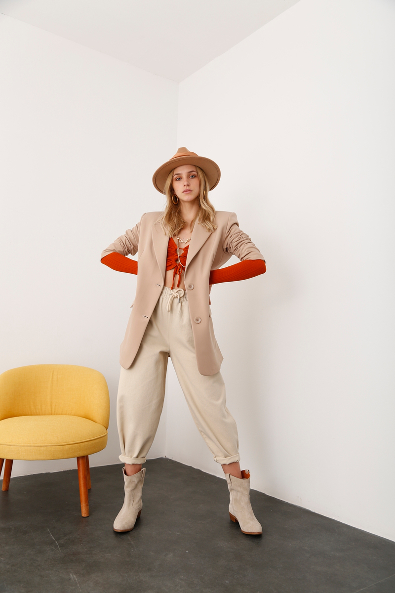 Bej Oversize Blazer Ceket 5101