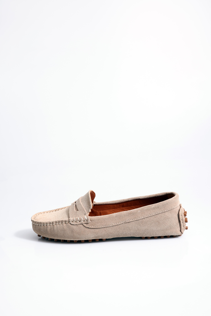 Bej Süet Klasik Loafer 