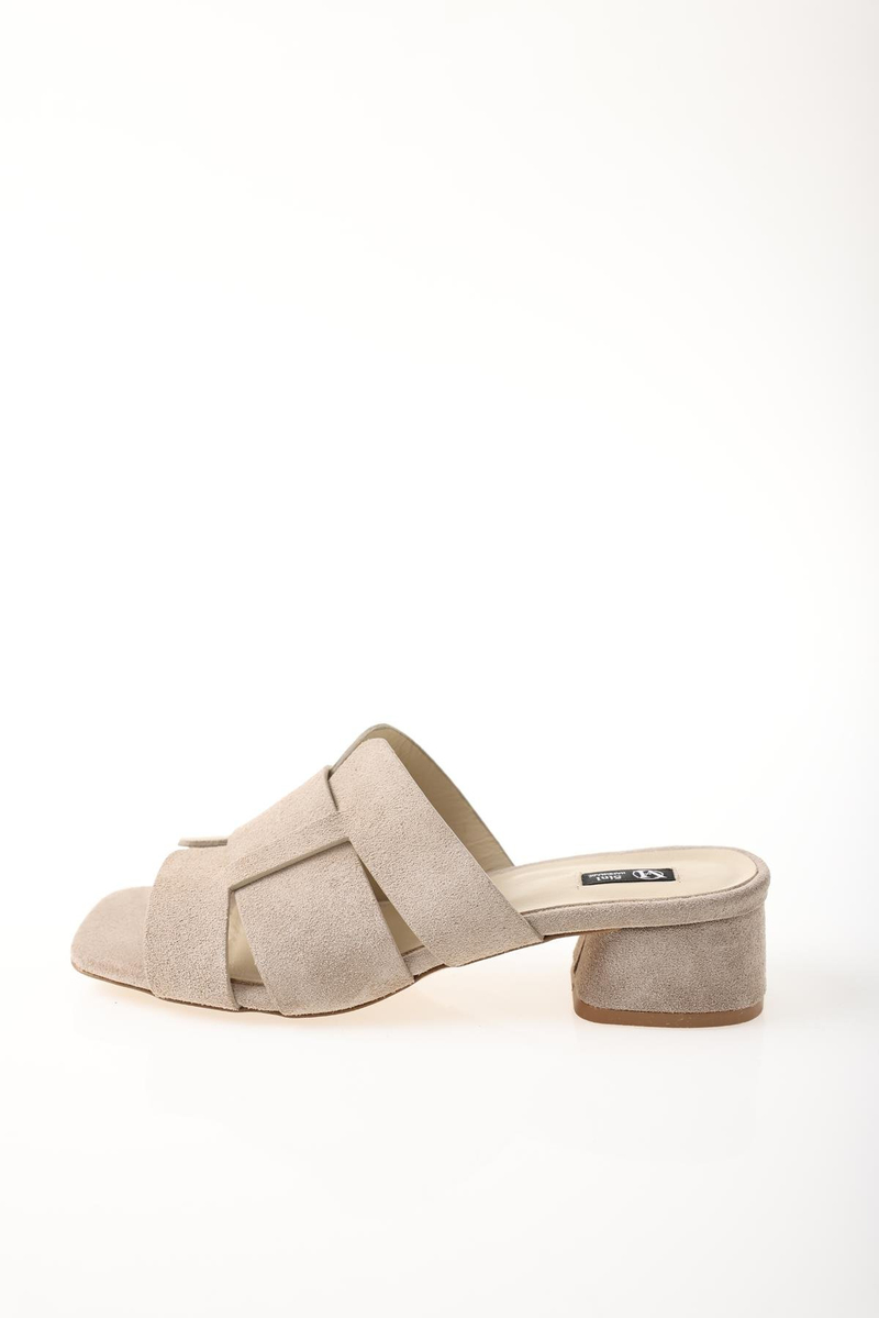 Bej Topuklu Süet Terlik 25188