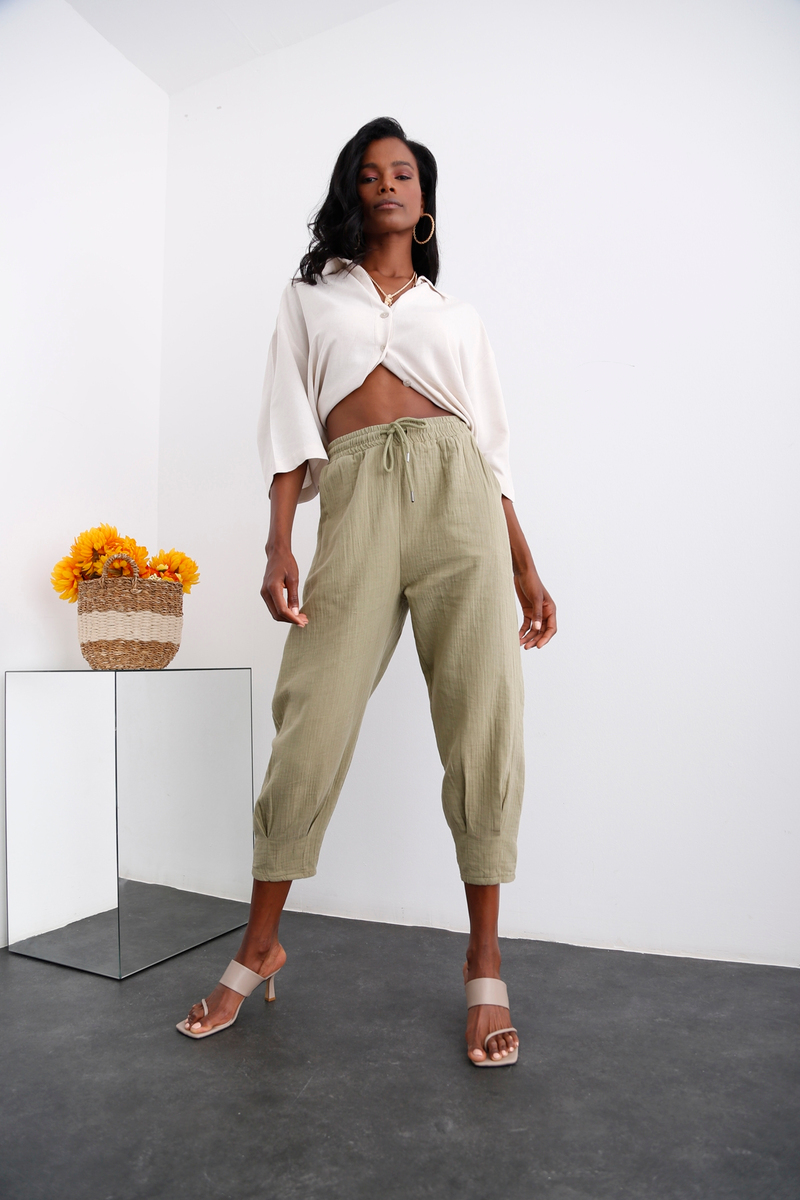 Bej Yırtmaçlı Oversize Gömlek 4619