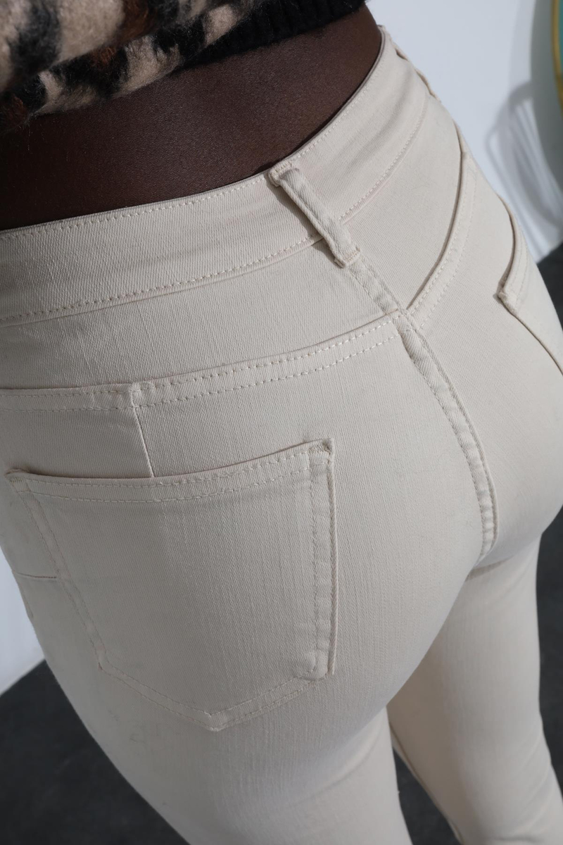 Bej Yüksek Bel Push-Up Skinny Jean 