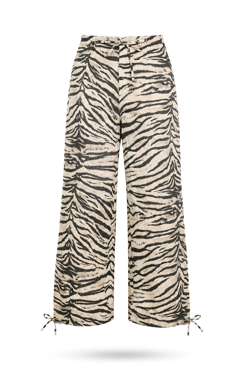 Bej Zebra Desenli Pantolon 19005
