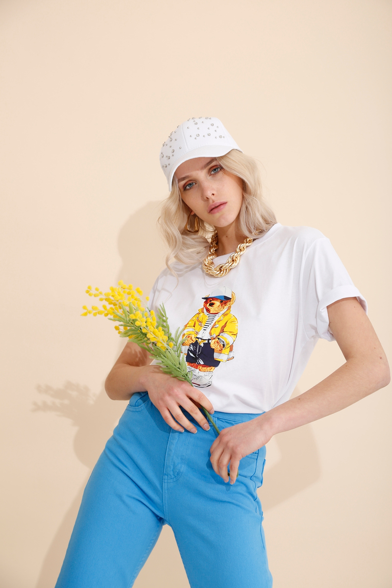 Beyaz Ayıcık Baskılı Tshirt-6 210023
