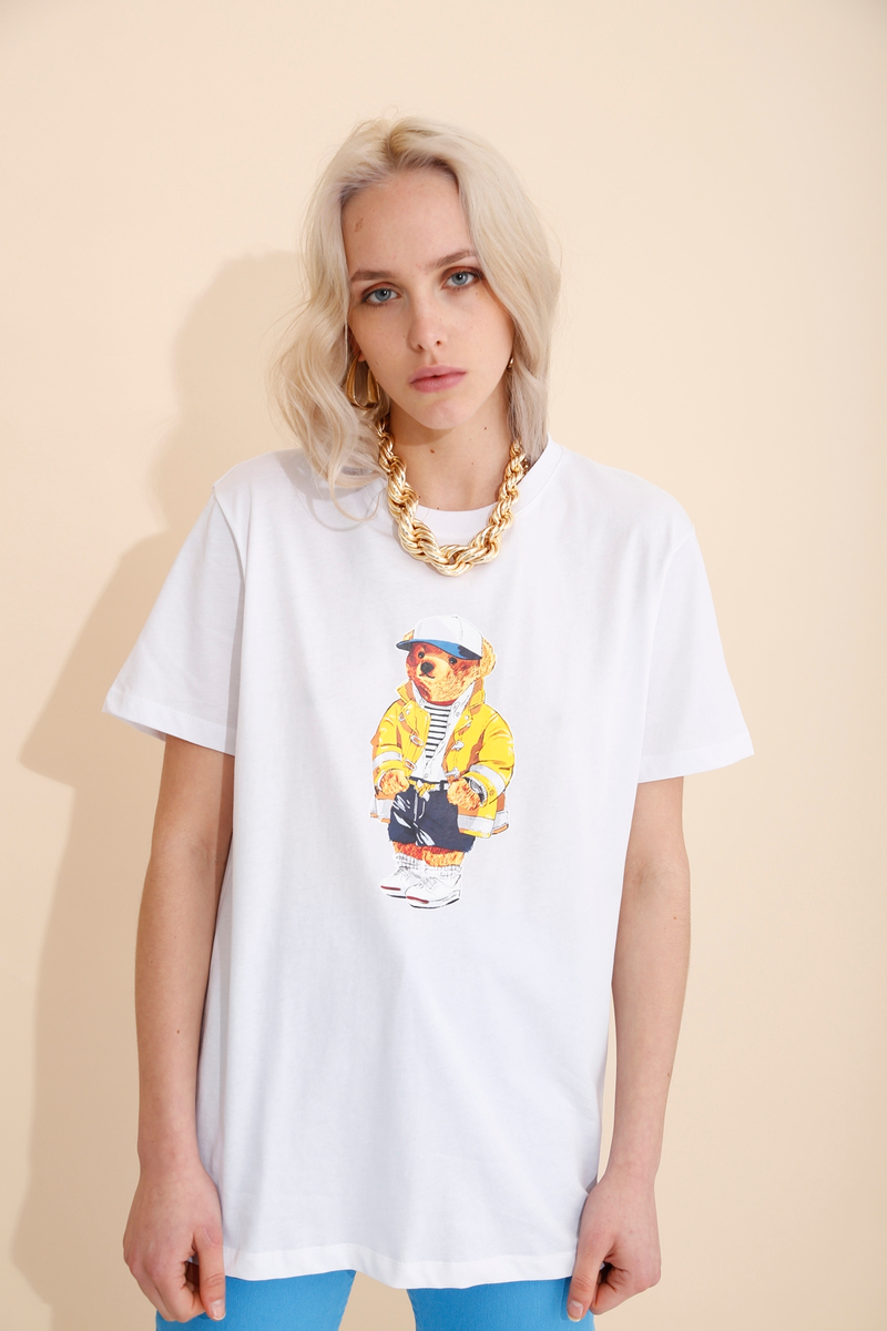Beyaz Ayıcık Baskılı Tshirt-6 210023