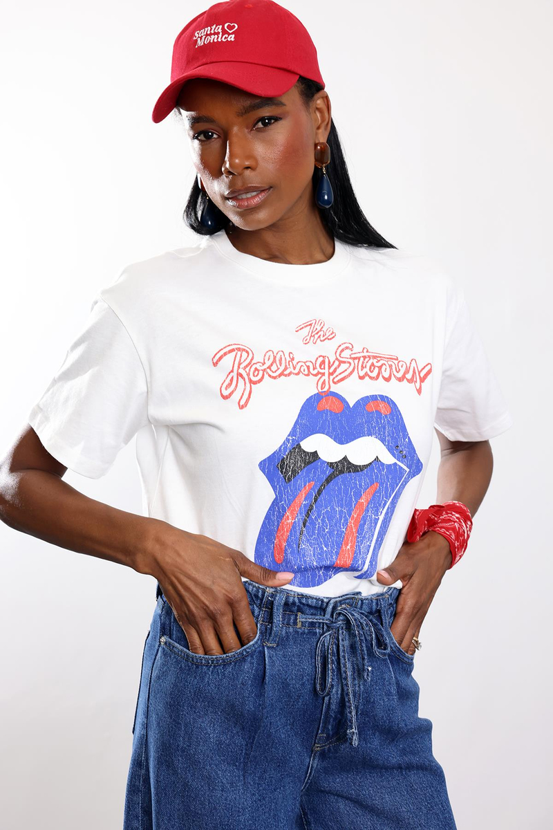 Beyaz Baskılı Oversize Tişört 