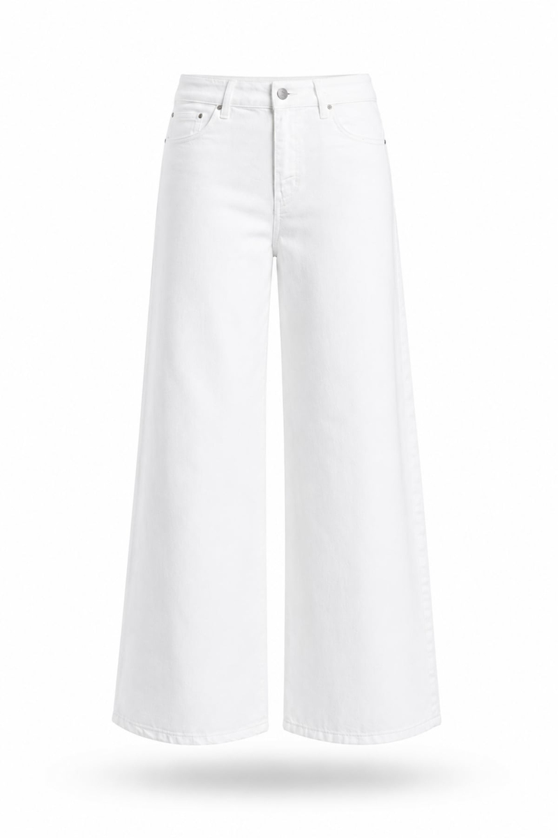 Beyaz Beli Lastikli Tensel Jean 