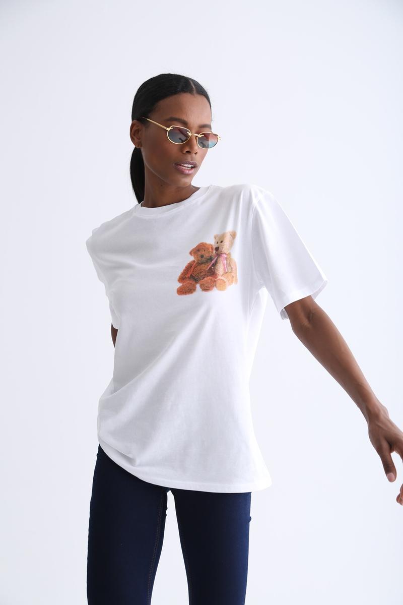 Beyaz Best Homies Baskılı Tshirt 1423-2