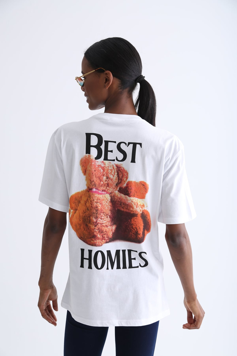 Beyaz Best Homies Baskılı Tshirt 1423-2