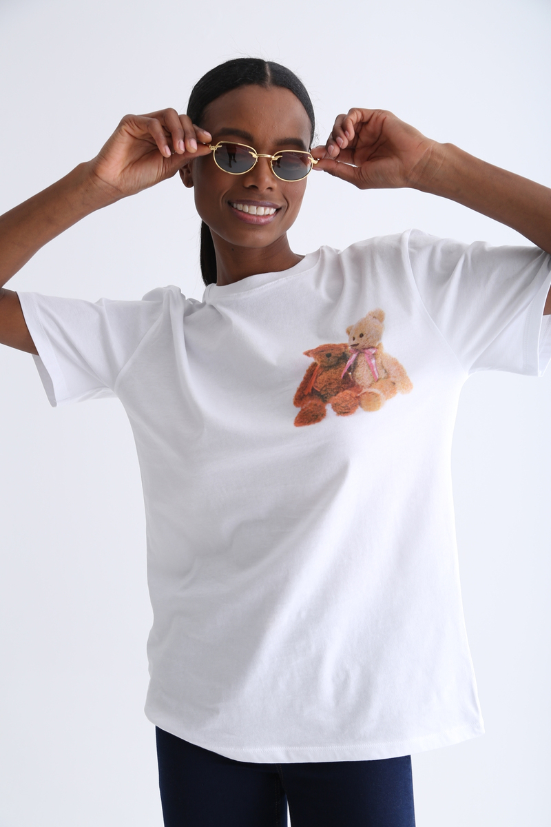Beyaz Best Homies Baskılı Tshirt 1423-2