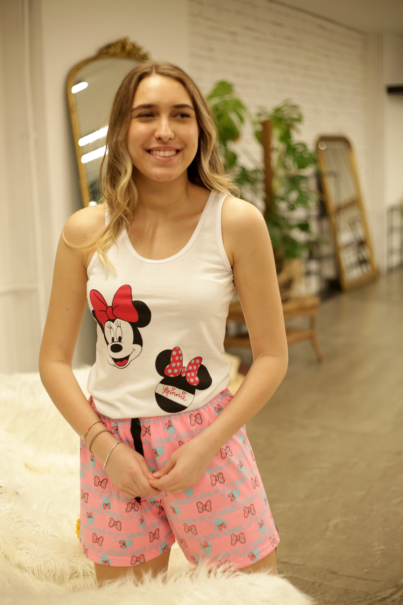 Beyaz Bowtiful Baskılı Kısa Pijama Takım 