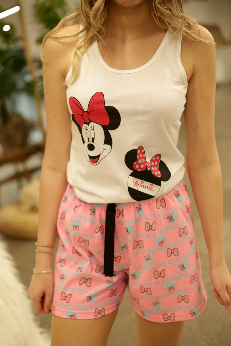Beyaz Bowtiful Baskılı Kısa Pijama Takım 