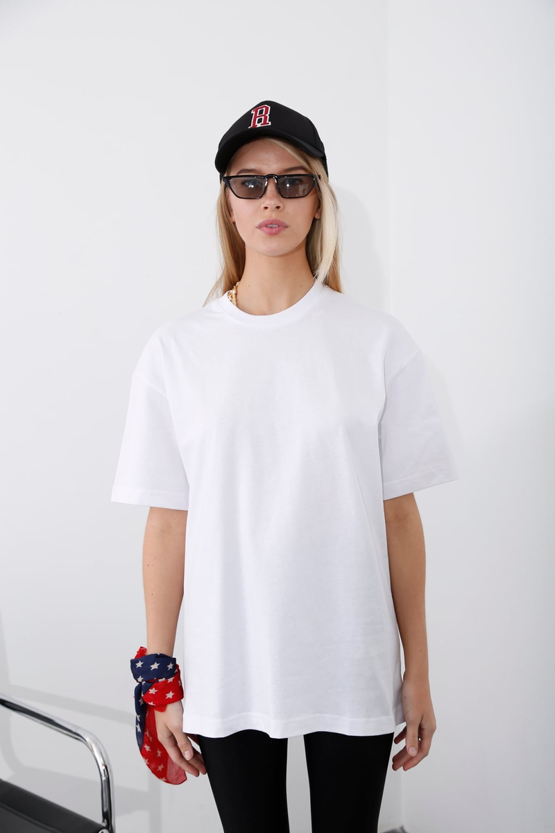 Beyaz Boyfriend Tshirt 