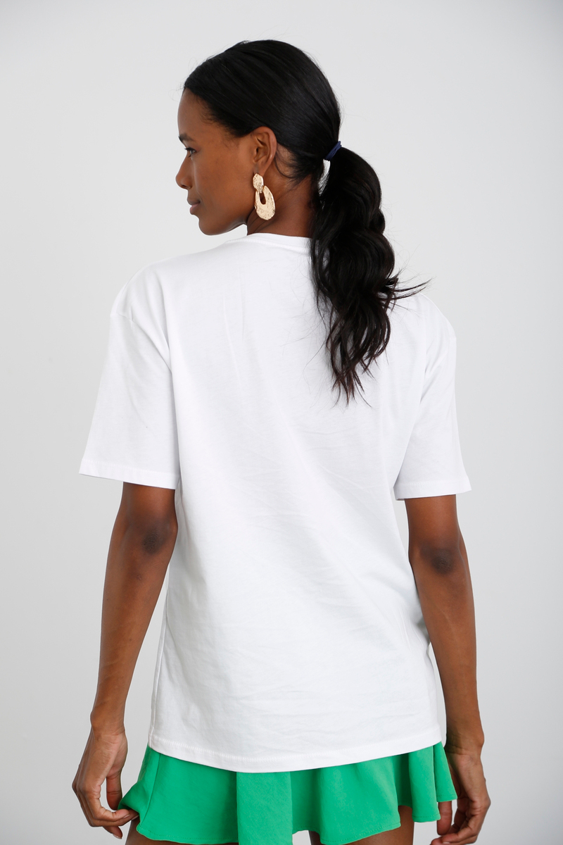 Beyaz Brooklyn Baskılı Tshirt 3719