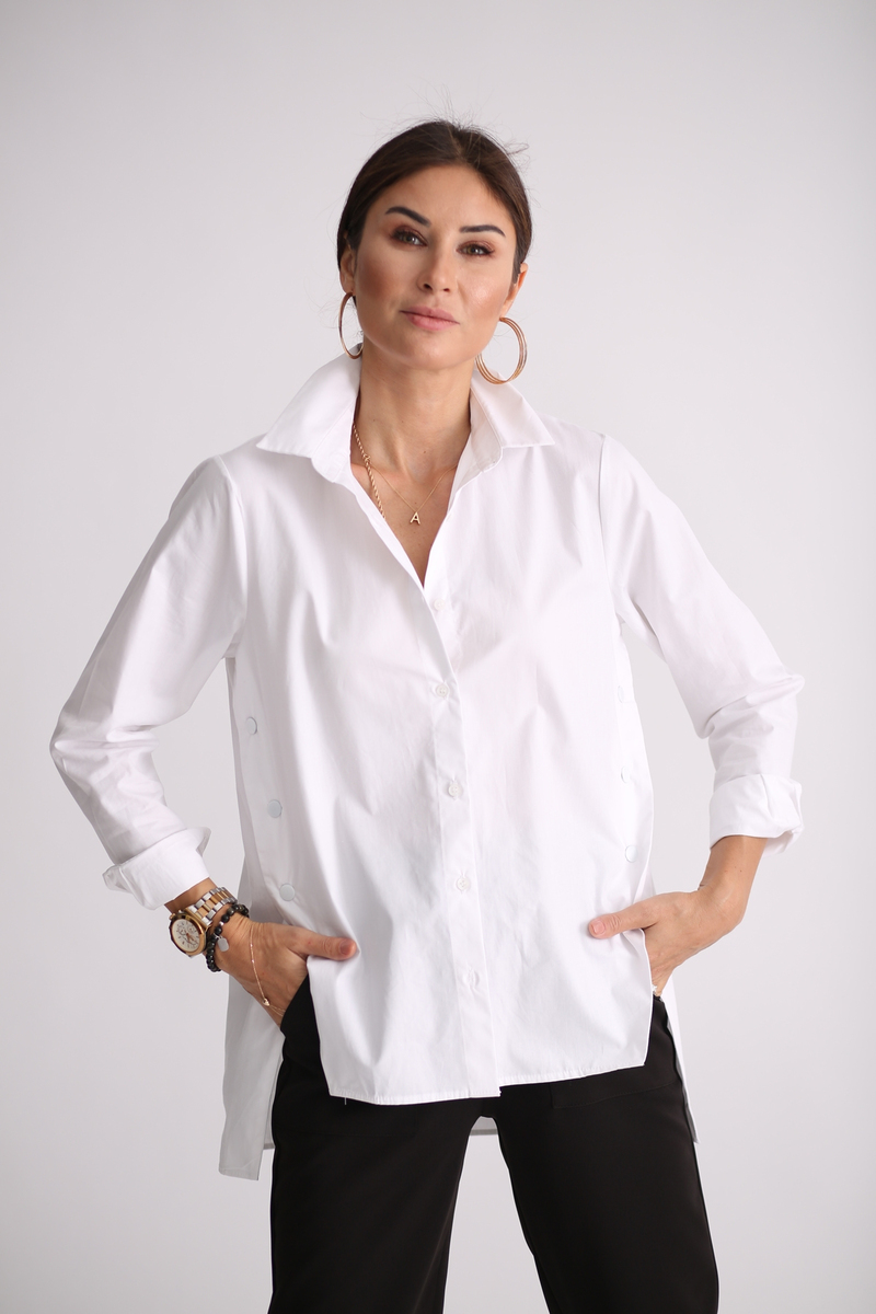 Beyaz Çıtçıt Detaylı Gömlek 5099