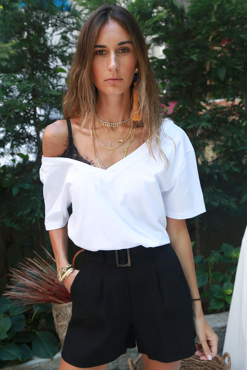 Beyaz Dantelli Tshirt