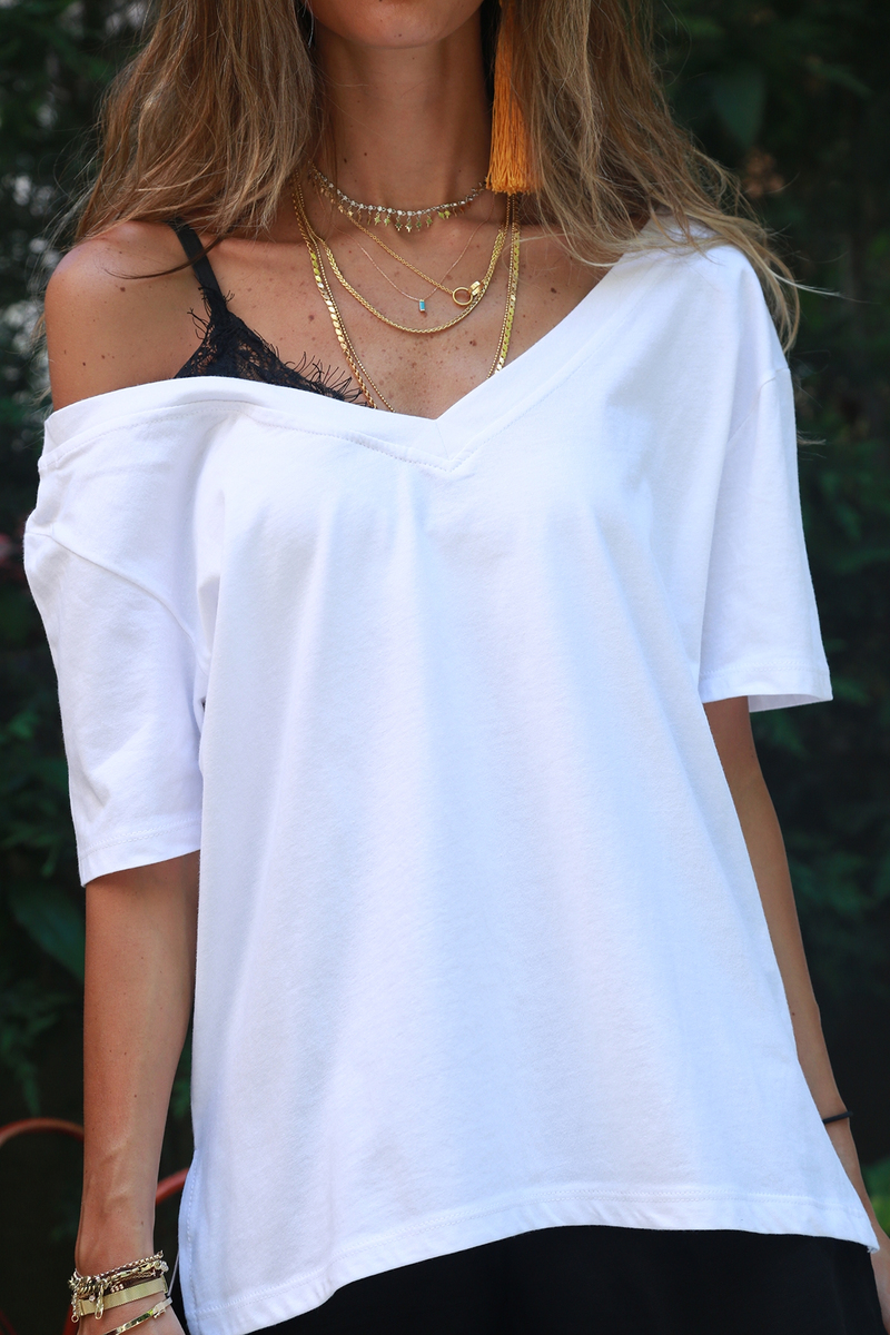 Beyaz Dantelli Tshirt