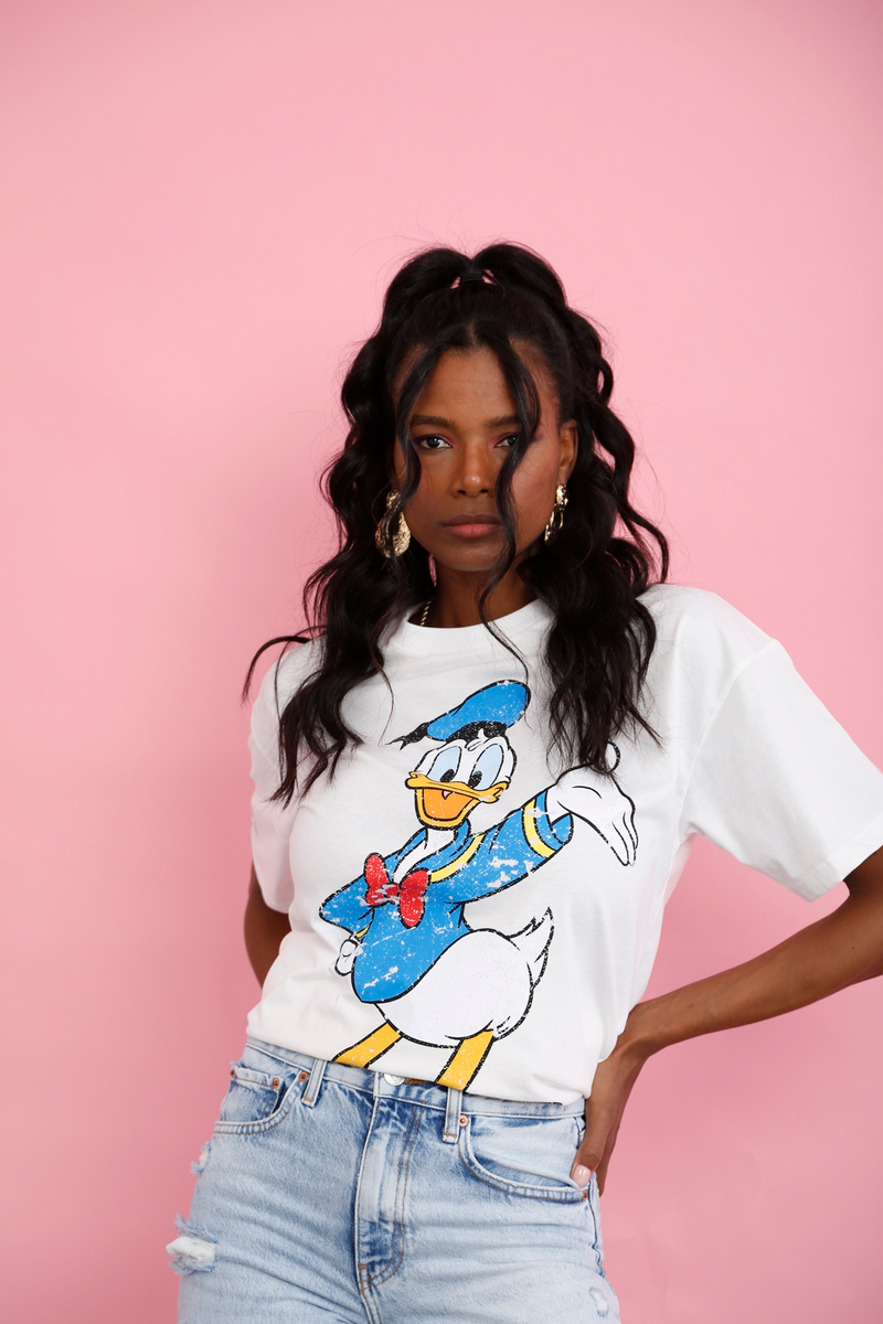 Beyaz Donald Duck Baskılı Tshirt 