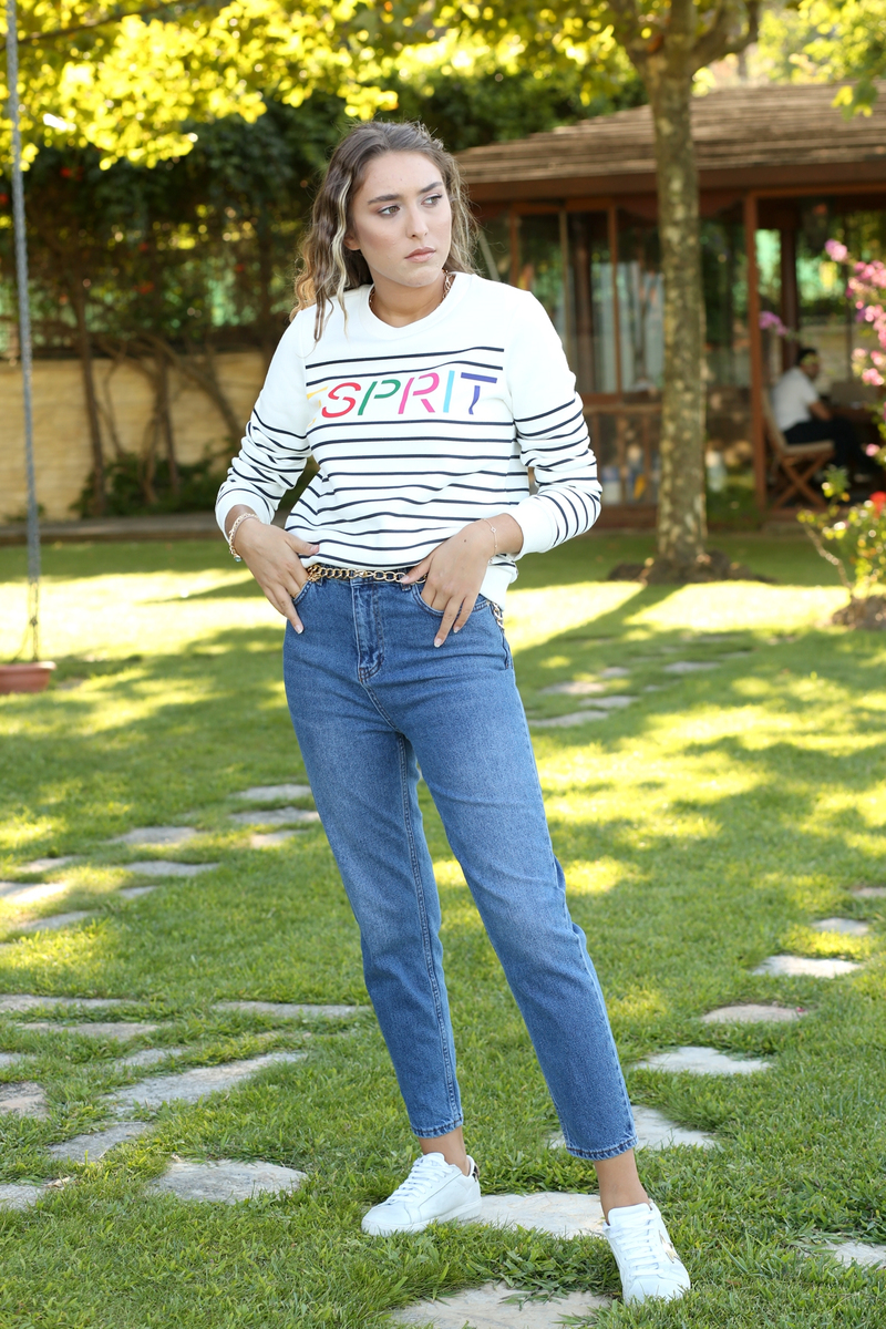 Beyaz Esprıt Baskılı Sweatshirt 