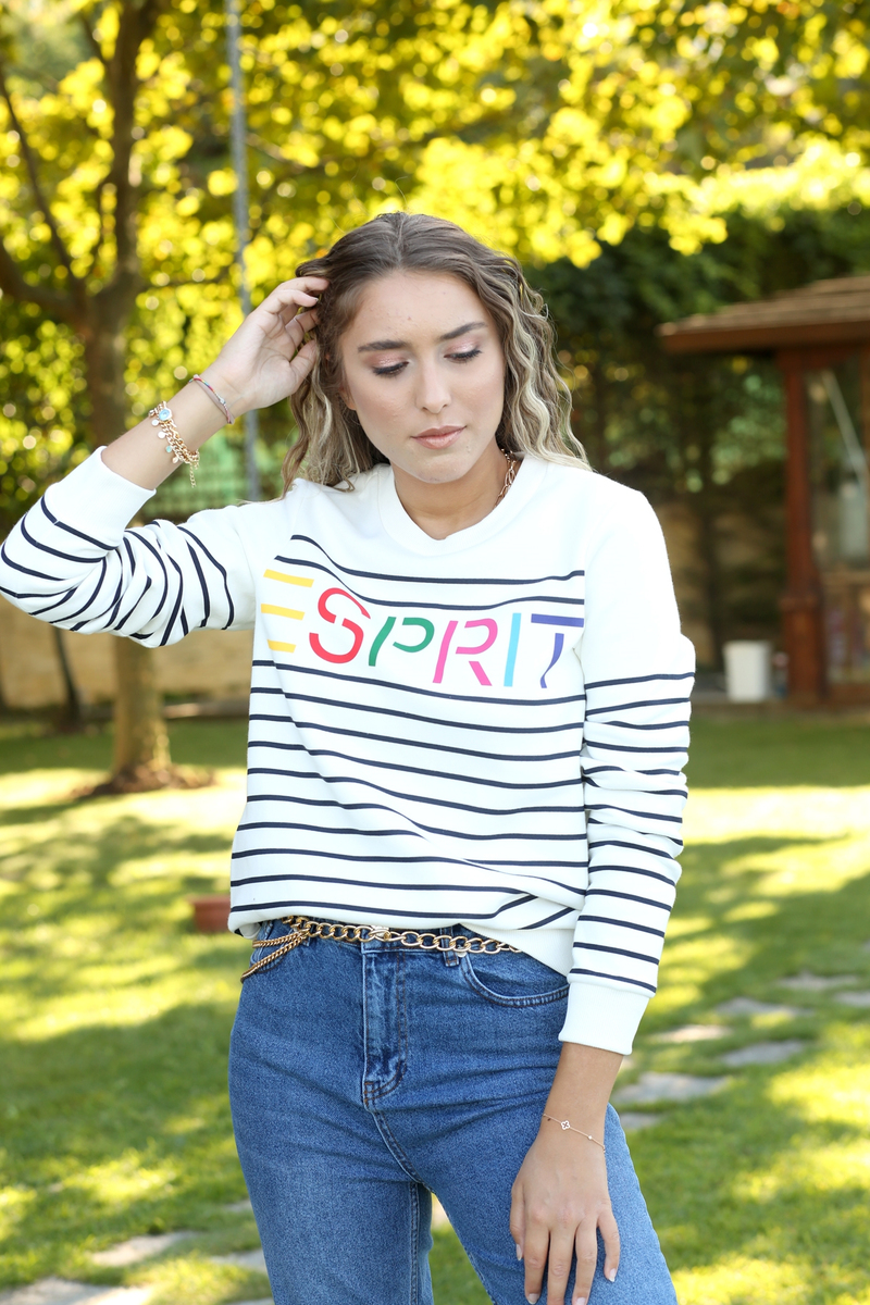 Beyaz Esprıt Baskılı Sweatshirt 