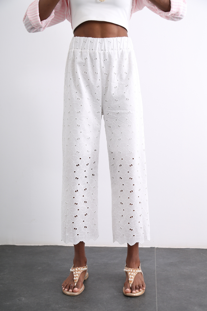Beyaz Fistolu Pantolon 25225