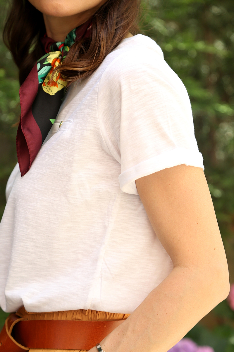 Beyaz Flamlı Basic Tshirt