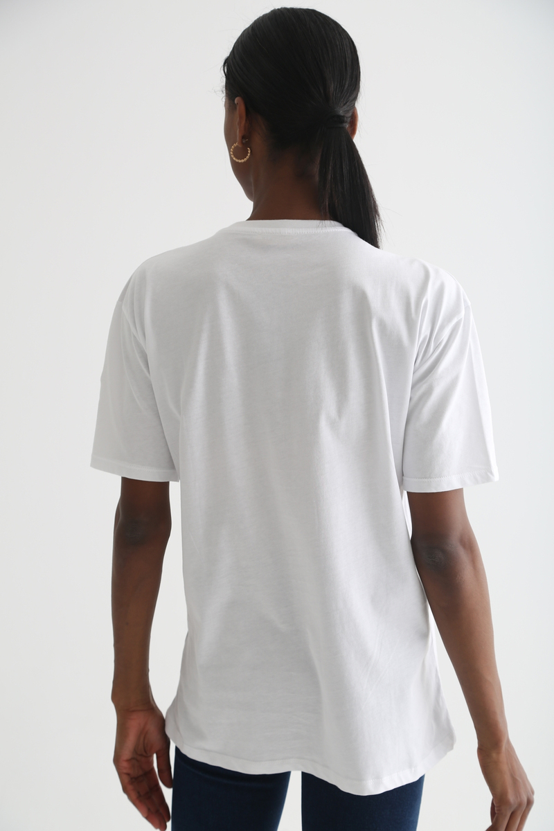Beyaz Florida Baskılı Tshirt 3331