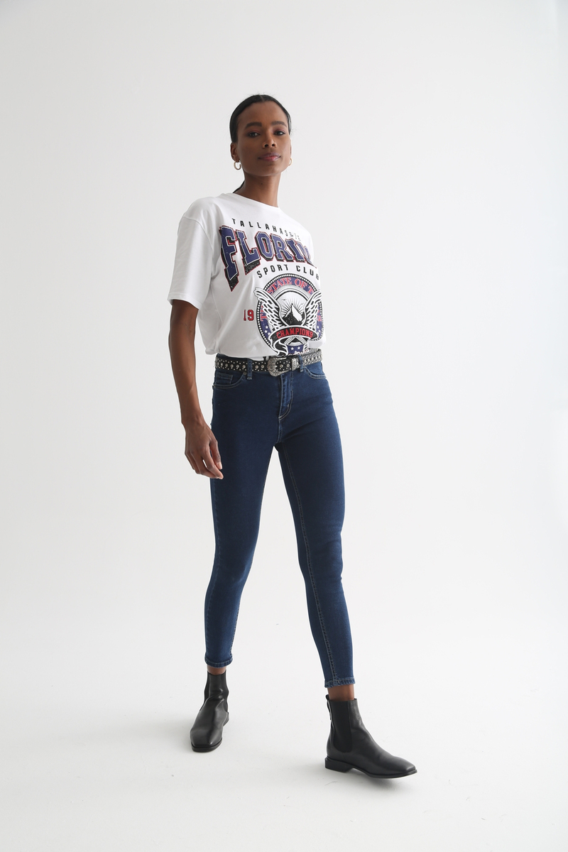 Beyaz Florida Baskılı Tshirt 3331