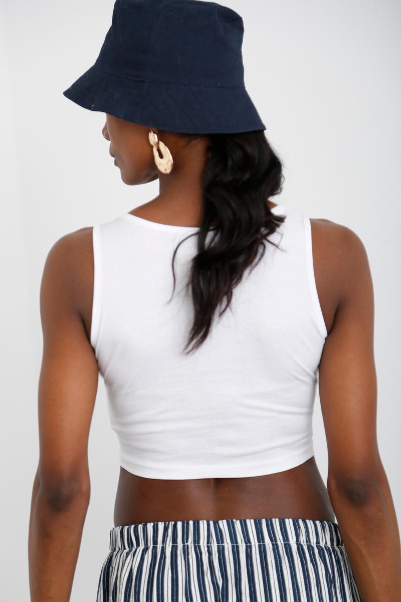 Beyaz Halter Yaka Crop 0168