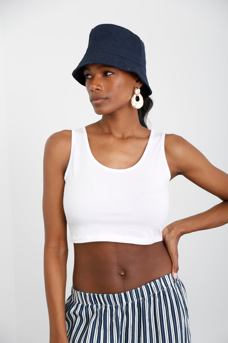 Beyaz Halter Yaka Crop 0168