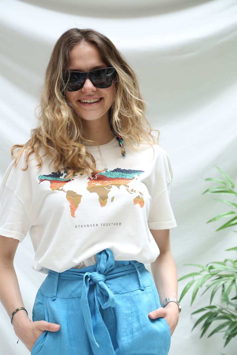Beyaz Haritalı Tshirt