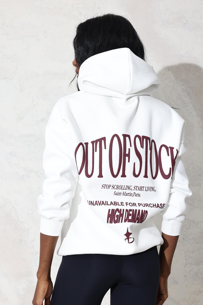 Beyaz Kapüşonlu Baskılı Sweatshirt 4212