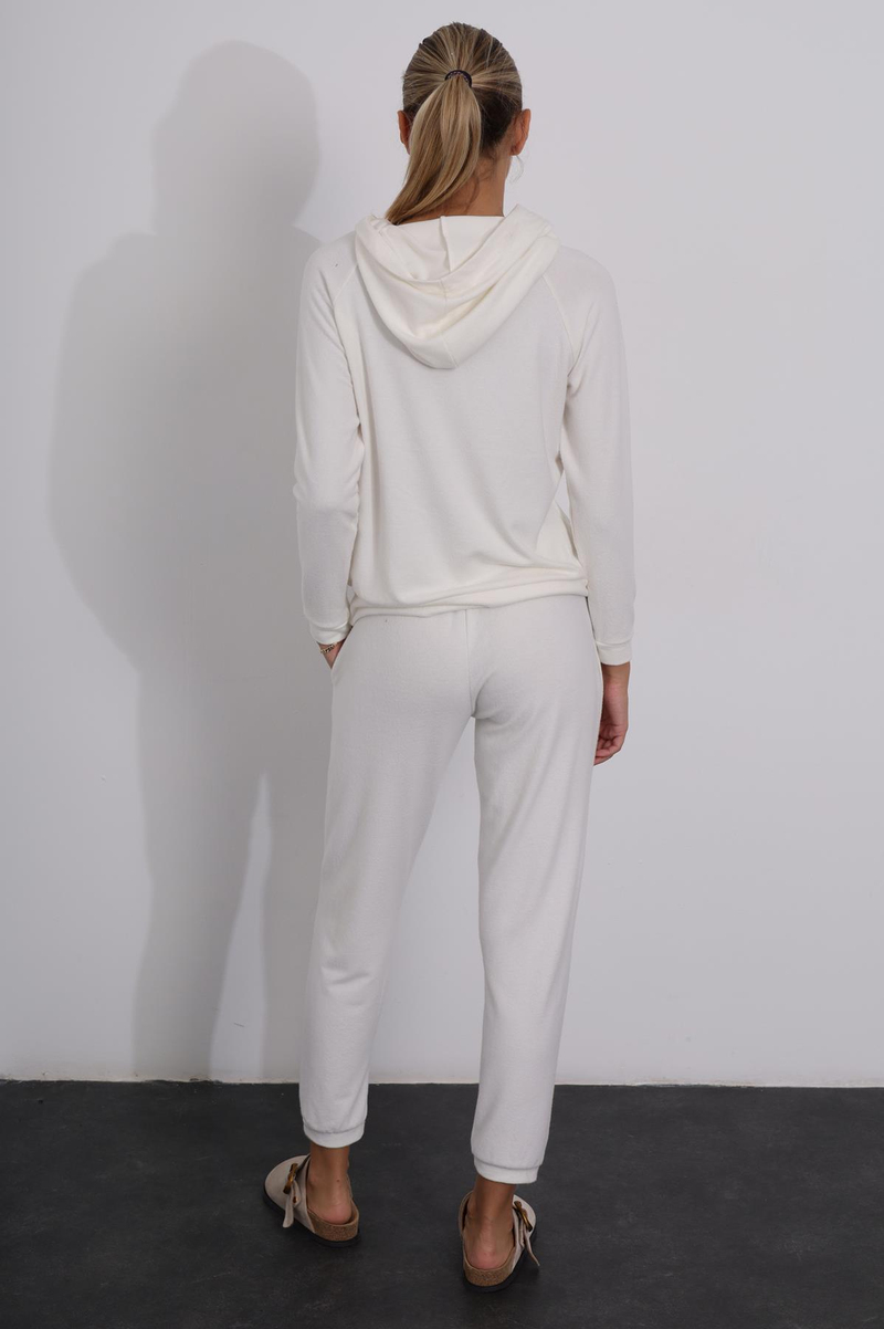 Beyaz Kapüşonlu Sweatshirt Eşofman Takım 