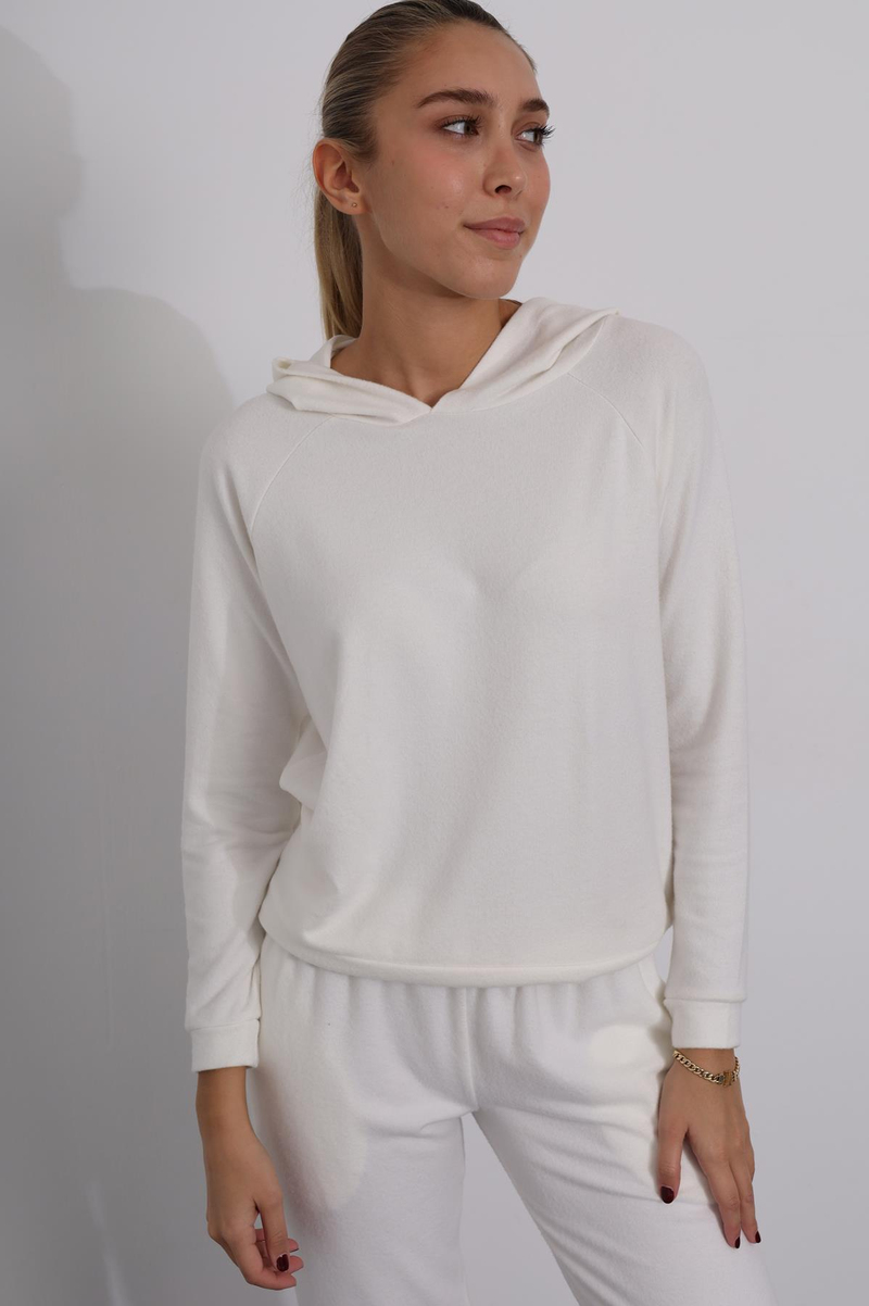 Beyaz Kapüşonlu Sweatshirt Eşofman Takım 