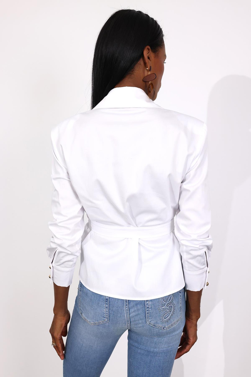 Beyaz Kemerli Poplin Gömlek 