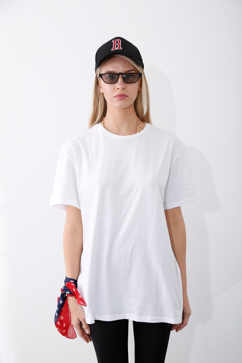 Beyaz Kısa Kol Basic Tshirt 4183