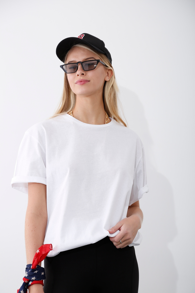 Beyaz Kısa Kol Basic Tshirt 4183
