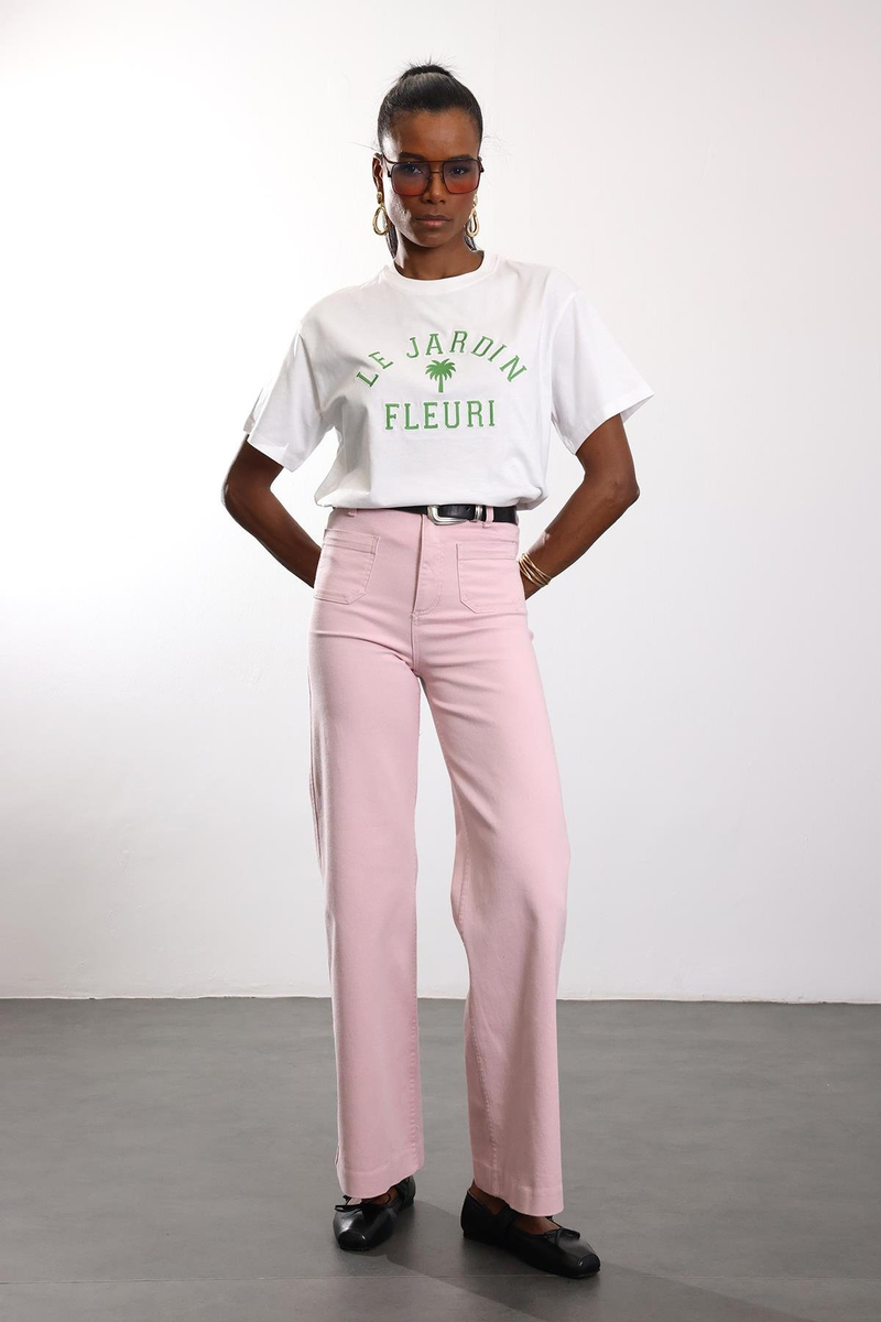 Beyaz Le Jardın Baskılı  Tişört 