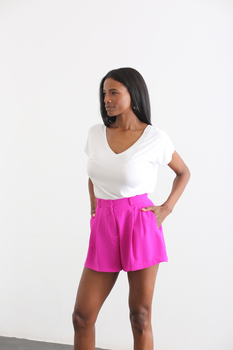 Beyaz Ön Arka V Yaka Tshirt 002