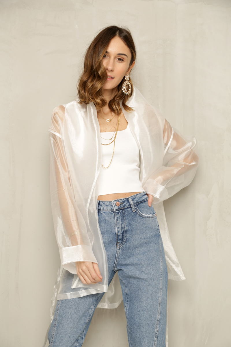 Beyaz Organze Ceket-5003 