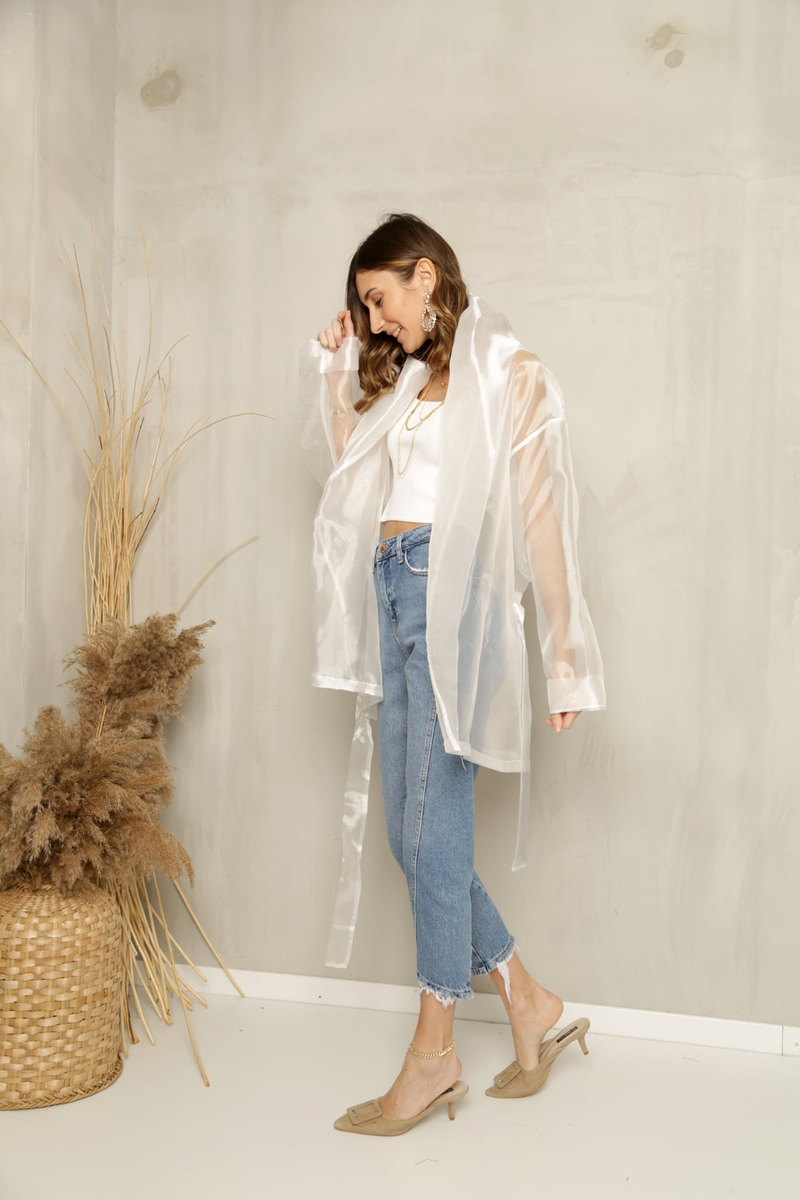 Beyaz Organze Ceket-5003 