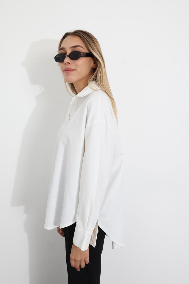 Beyaz Oversize Gömlek 233014